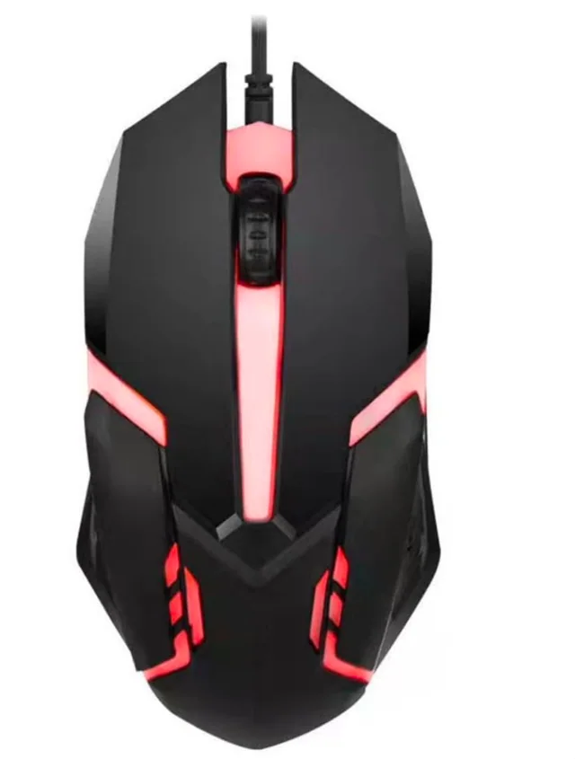 Mouse gamer alámbrico USB · diseño angular para tu escritorio