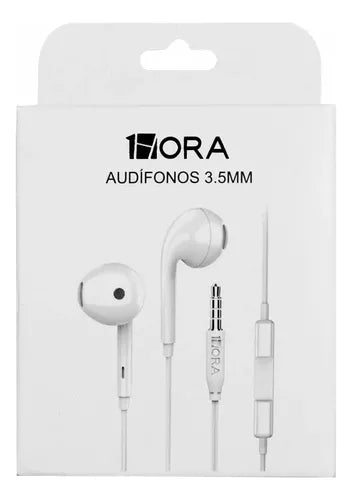 Audífonos 1HORA de 3.5 mm · micrófono y control en el cable